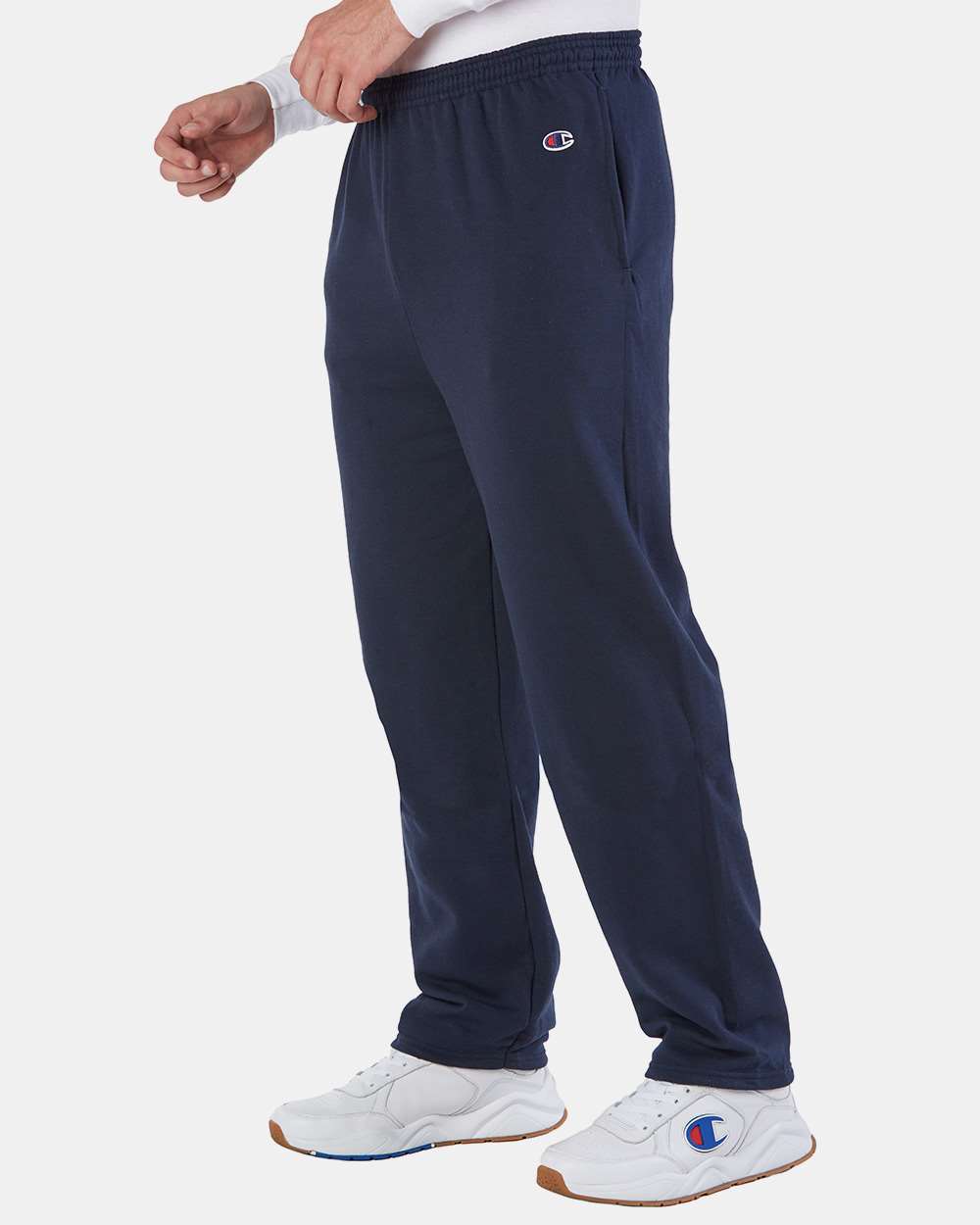 Men's Powerblend® Open-Bottom Sweatpants with Pockets - OnModelSide - B23484653 - Navy