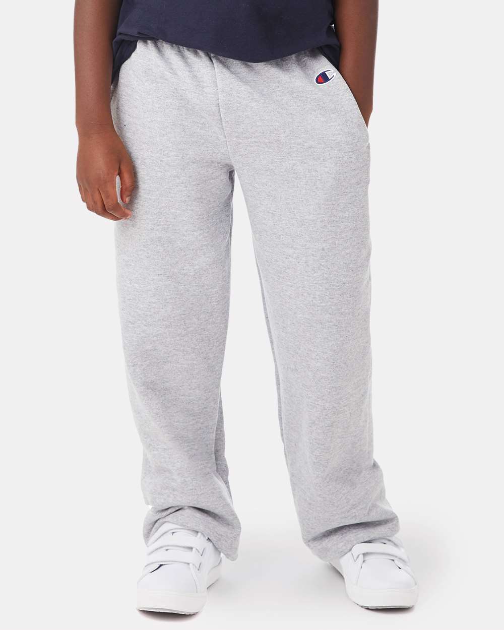 Youth Powerblend® Open-Bottom Sweatpants with Pockets - OnModelFront - B33584583 - Light Steel
