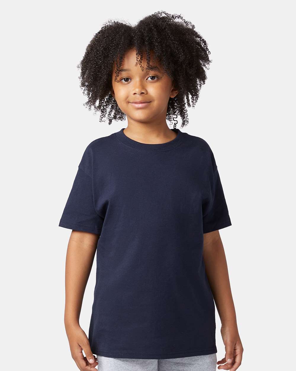 Youth Tagless T-Shirt - OnModelFront - B31684656 - Navy