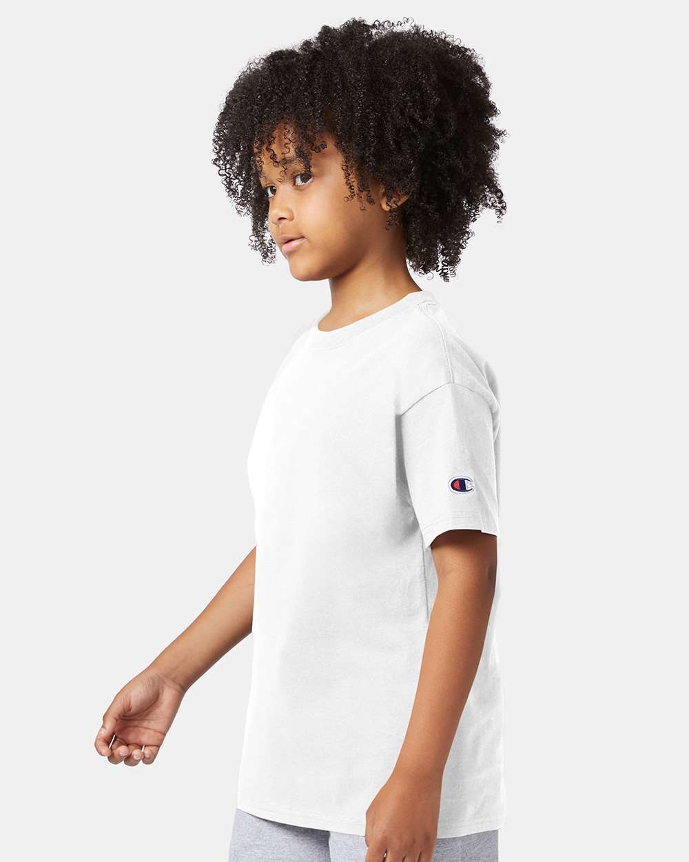 Youth Tagless T-Shirt - OnModelSide - B31684005 - White
