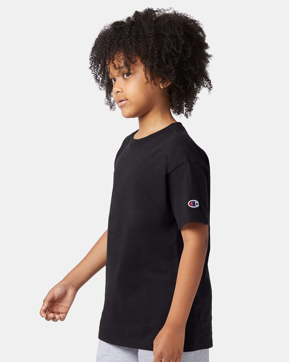 Youth Tagless T-Shirt - OnModelSide - B31684506 - Black