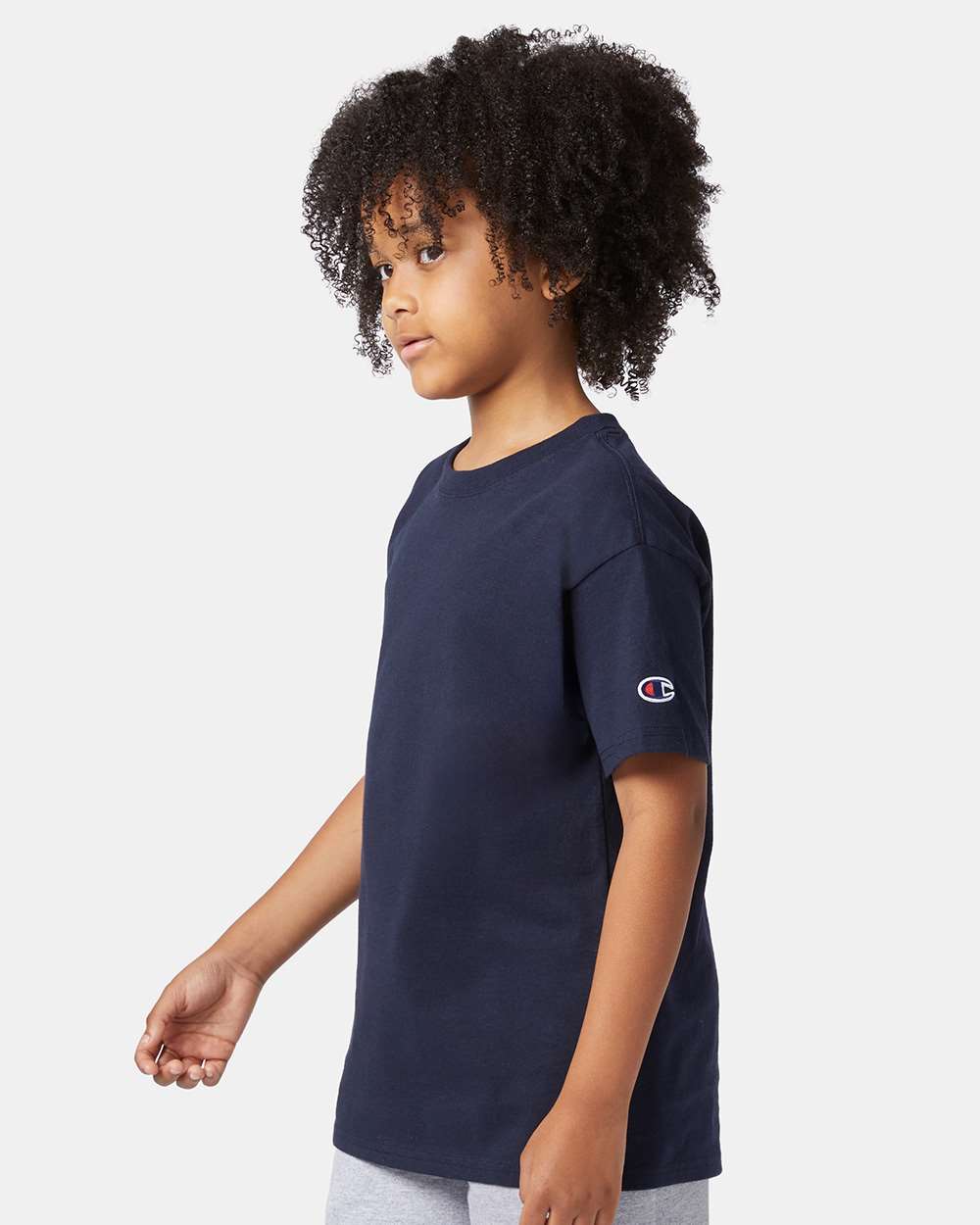 Youth Tagless T-Shirt - OnModelSide - B31684656 - Navy