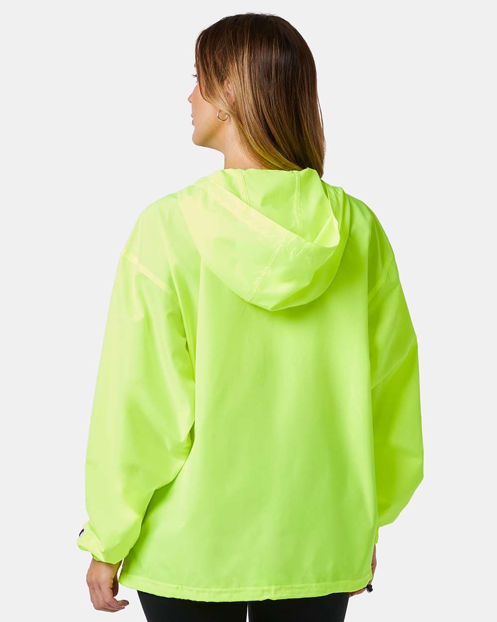 Men's Packable Anorak Jacket - OnModelBack - B63284163 - Safety Green