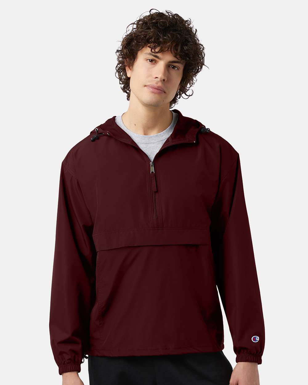 Men's Packable Anorak Jacket - OnModelFront - B63284533 - Maroon