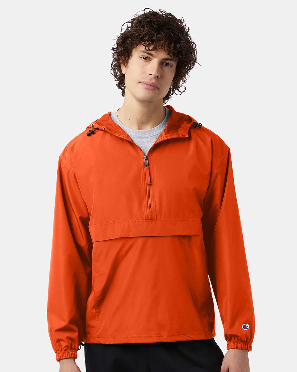 Men's Packable Anorak Jacket - OnModelFront - B63284663 - Orange