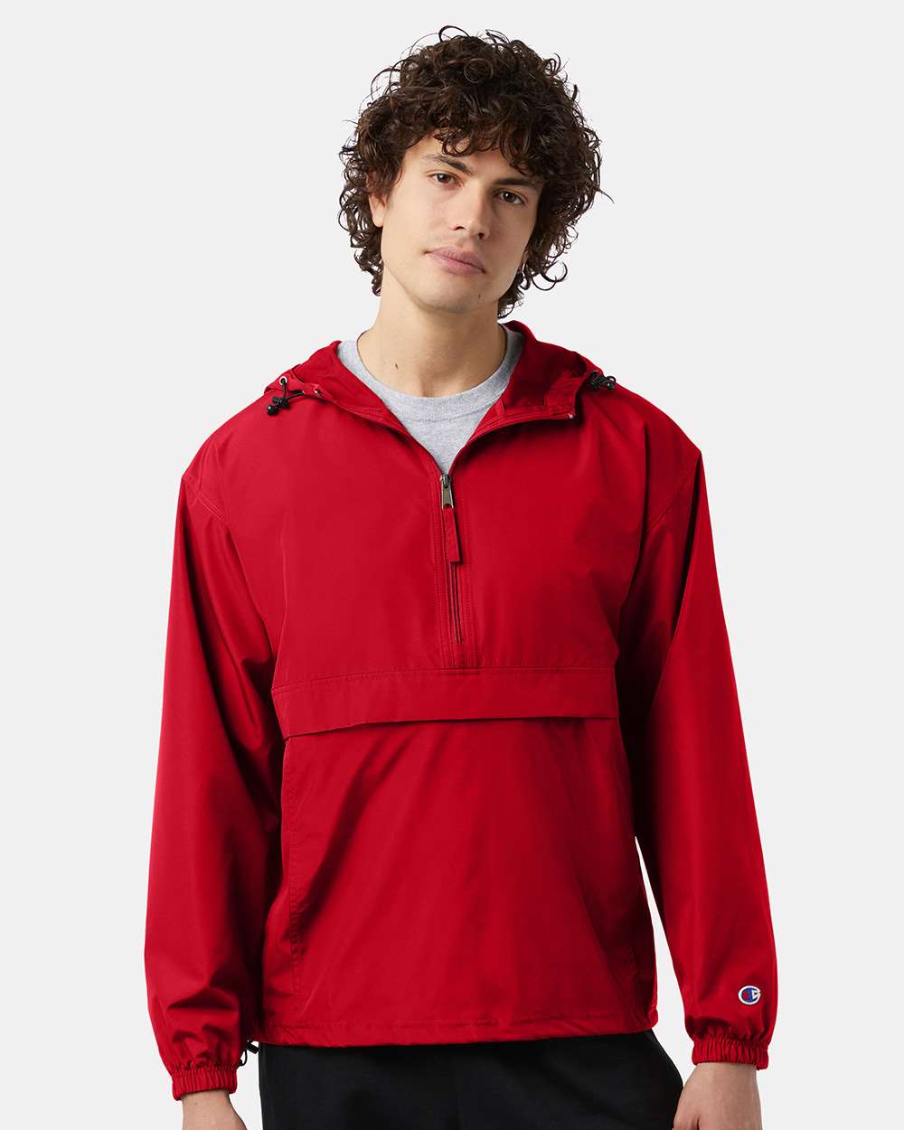 Men's Packable Anorak Jacket - OnModelFront - B63284703 - Scarlet