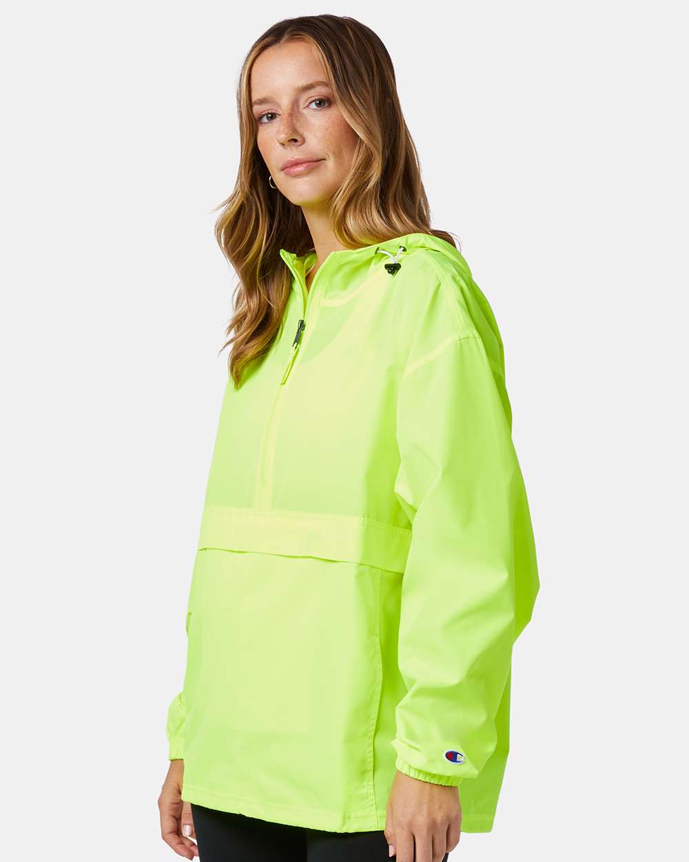 Men's Packable Anorak Jacket - OnModelSide - B63284163 - Safety Green