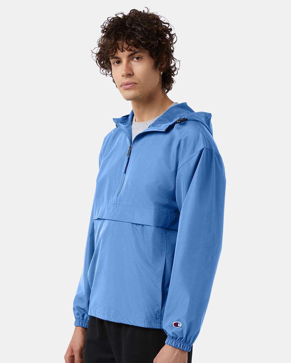 Men's Packable Anorak Jacket - OnModelSide - B63284253 - Light Blue