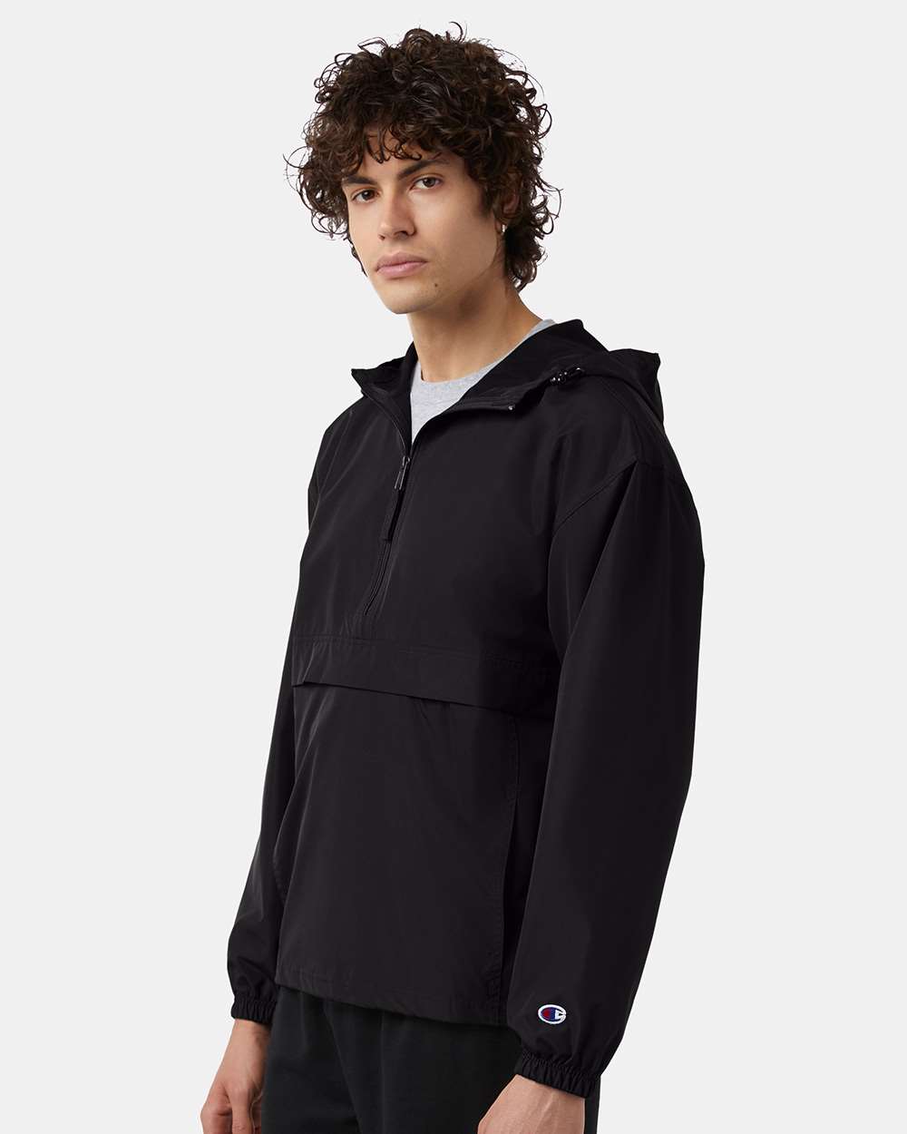 Men's Packable Anorak Jacket - OnModelSide - B63284503 - Black
