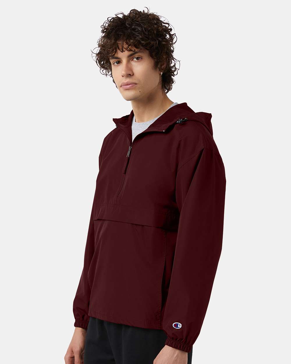 Men's Packable Anorak Jacket - OnModelSide - B63284533 - Maroon