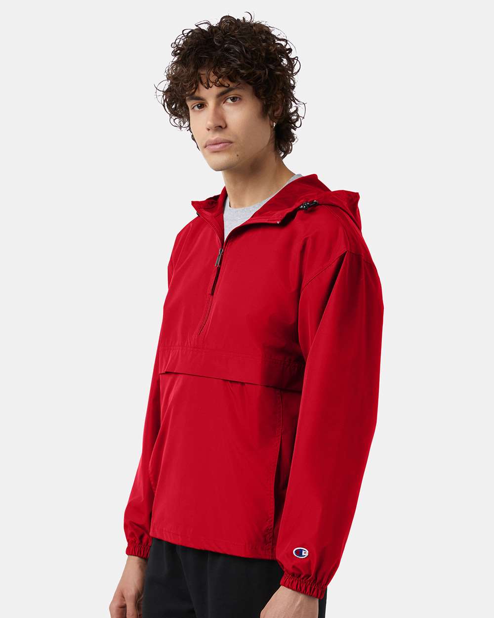 Men's Packable Anorak Jacket - OnModelSide - B63284703 - Scarlet
