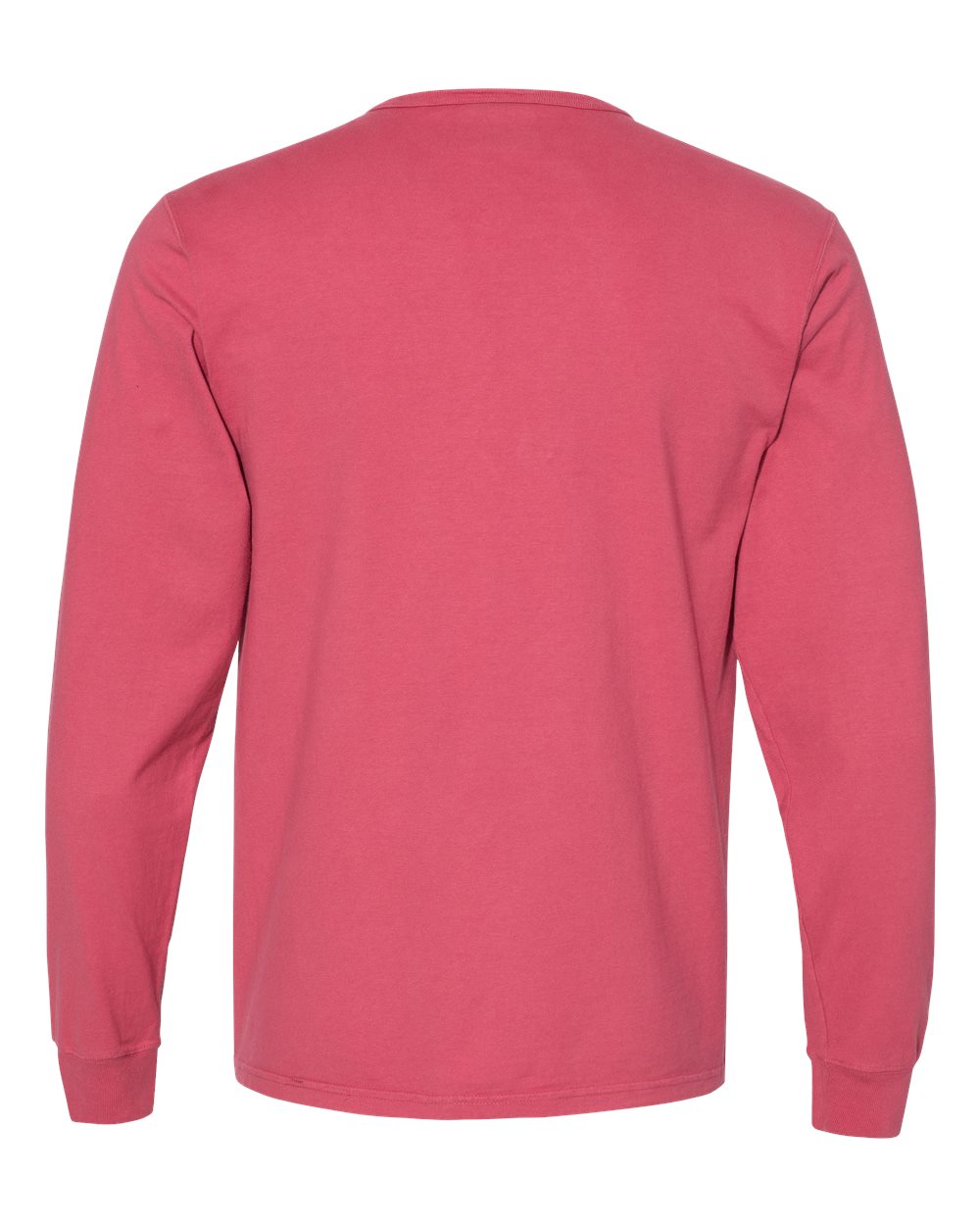 Unisex Garment-Dyed Long Sleeve T-Shirt - Back - B01384703 - Crimson
