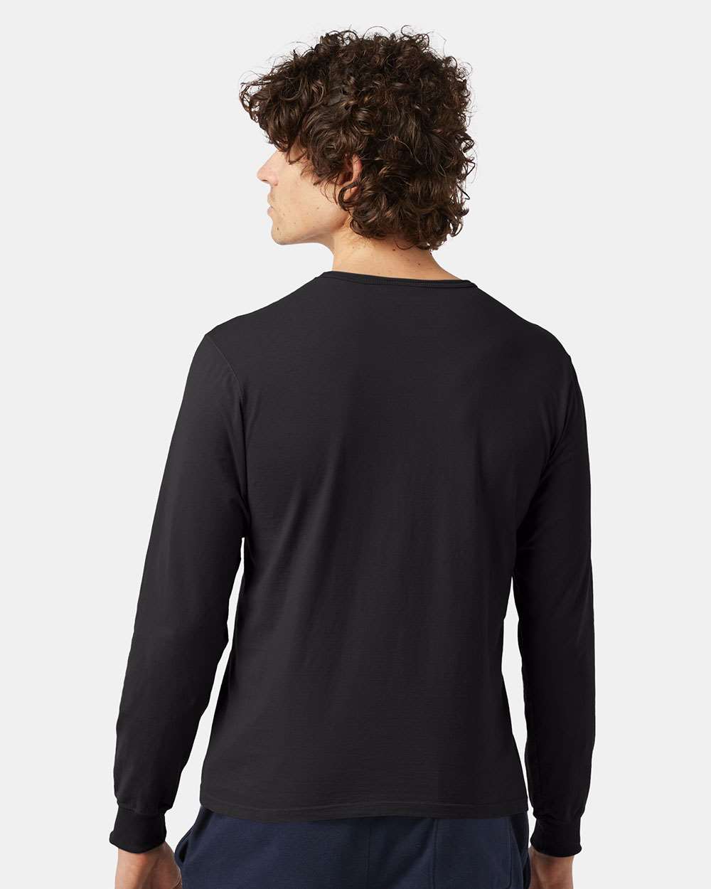 Unisex Garment-Dyed Long Sleeve T-Shirt - OnModelBack - B01384503 - Black