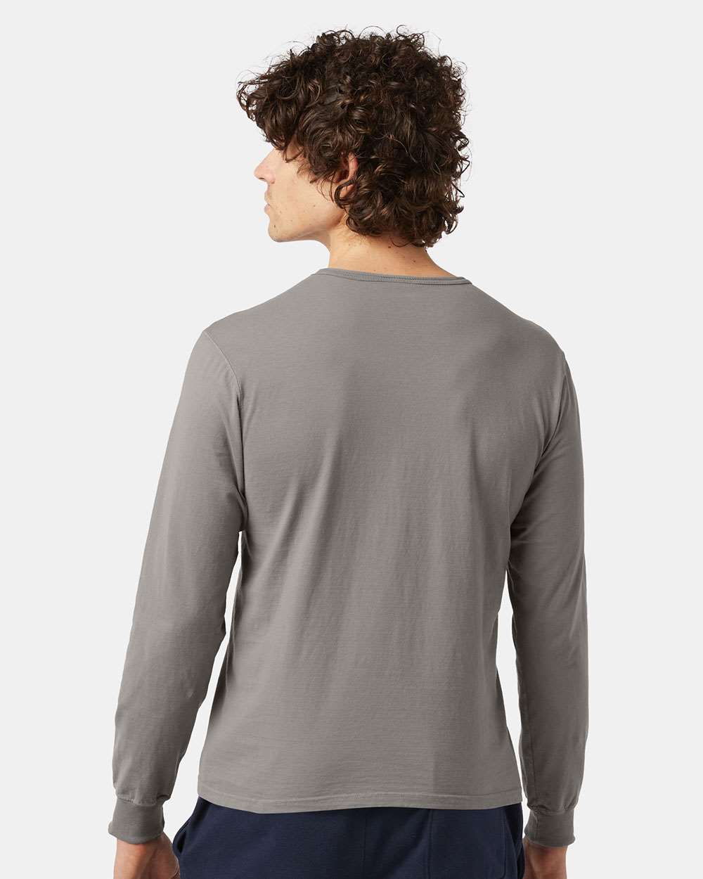 Unisex Garment-Dyed Long Sleeve T-Shirt - OnModelBack - B01384584 - Concrete