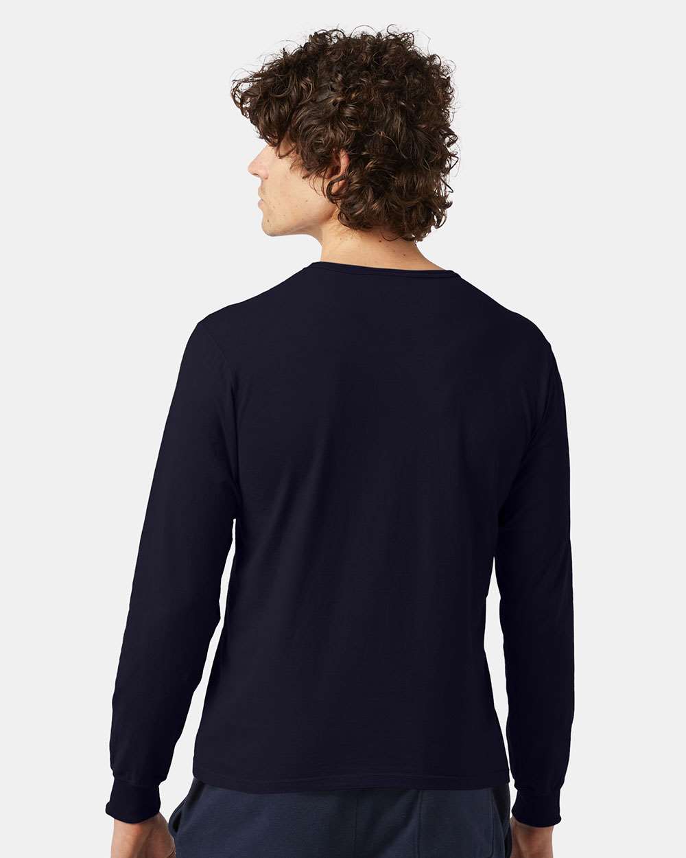 Unisex Garment-Dyed Long Sleeve T-Shirt - OnModelBack - B01384653 - Navy
