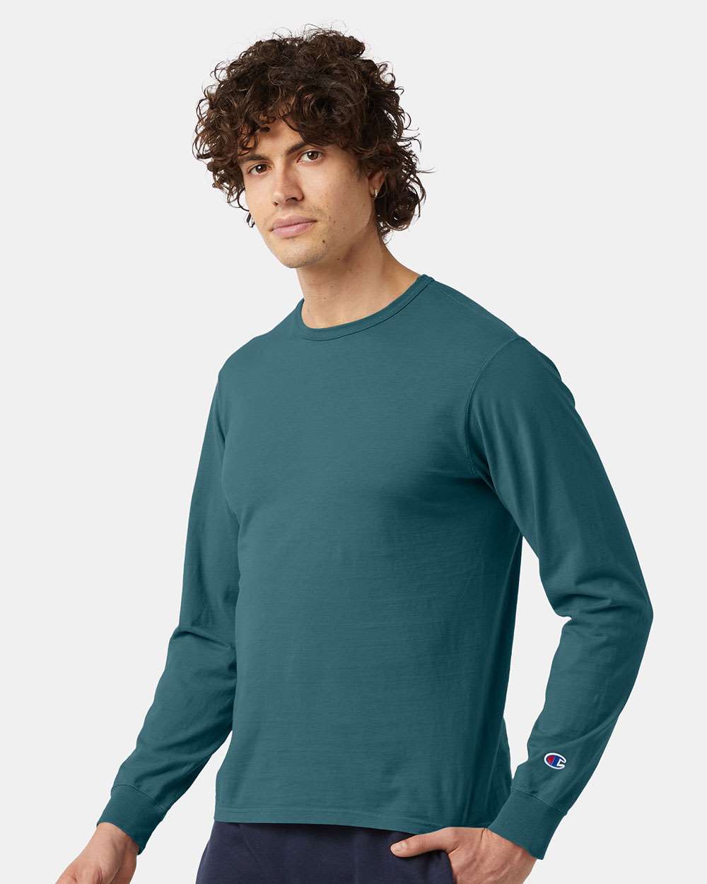 Unisex Garment-Dyed Long Sleeve T-Shirt - OnModelSide - B01384153 - Cactus