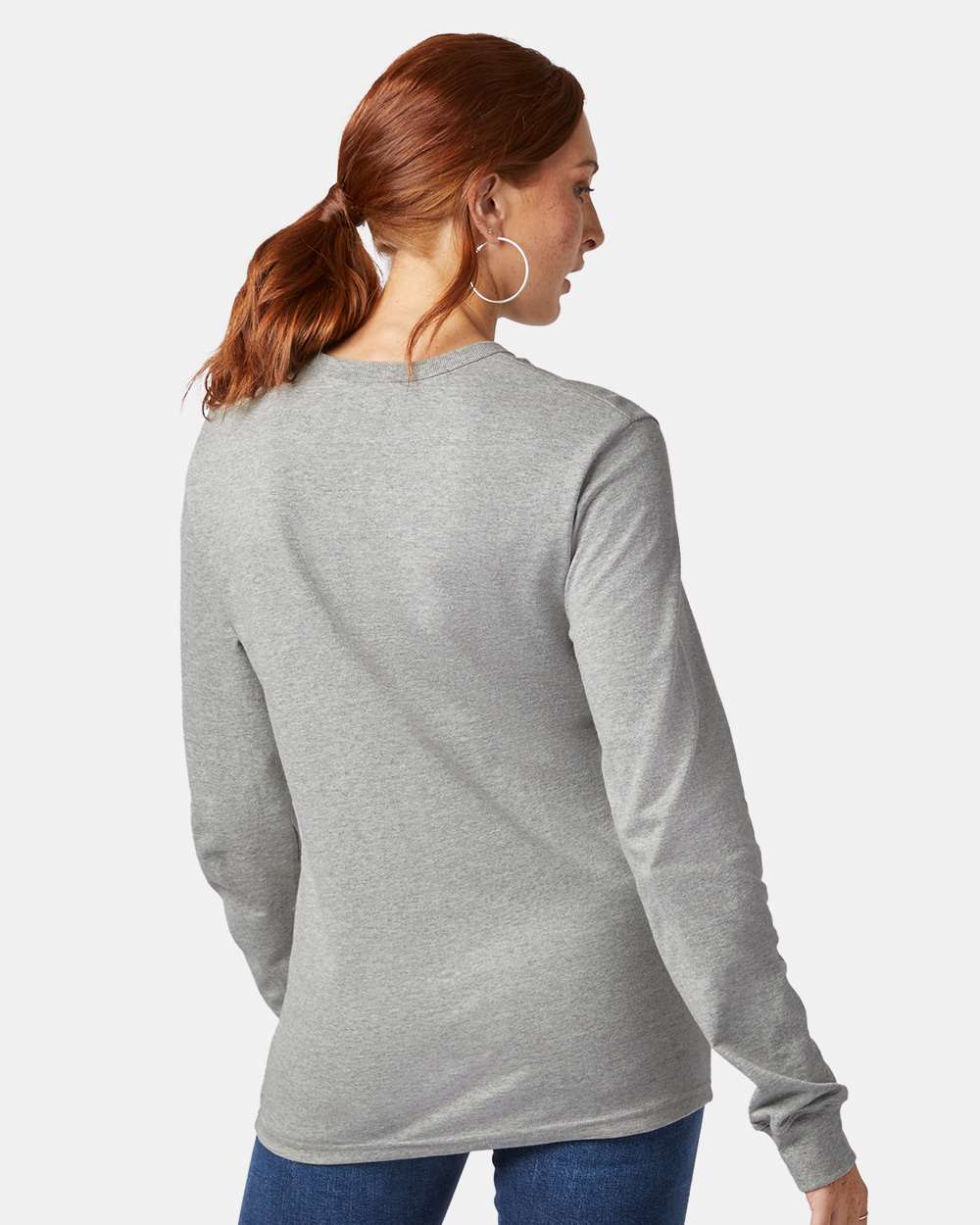 Heritage Jersey Long Sleeve T-Shirt - OnModelBack - B02784133 - Oxford Grey