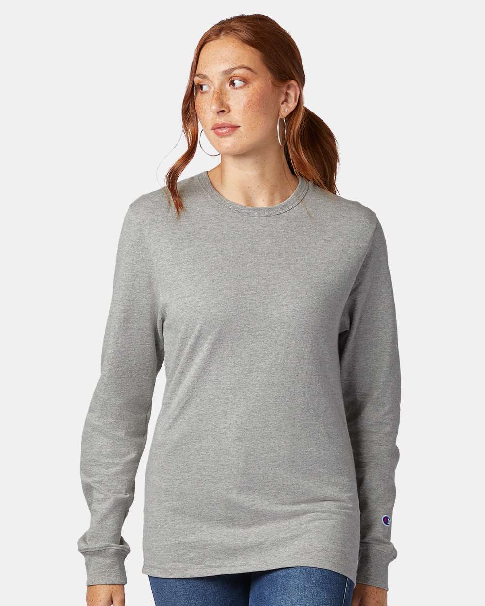 Heritage Jersey Long Sleeve T-Shirt - OnModelFront - B02784133 - Oxford Grey