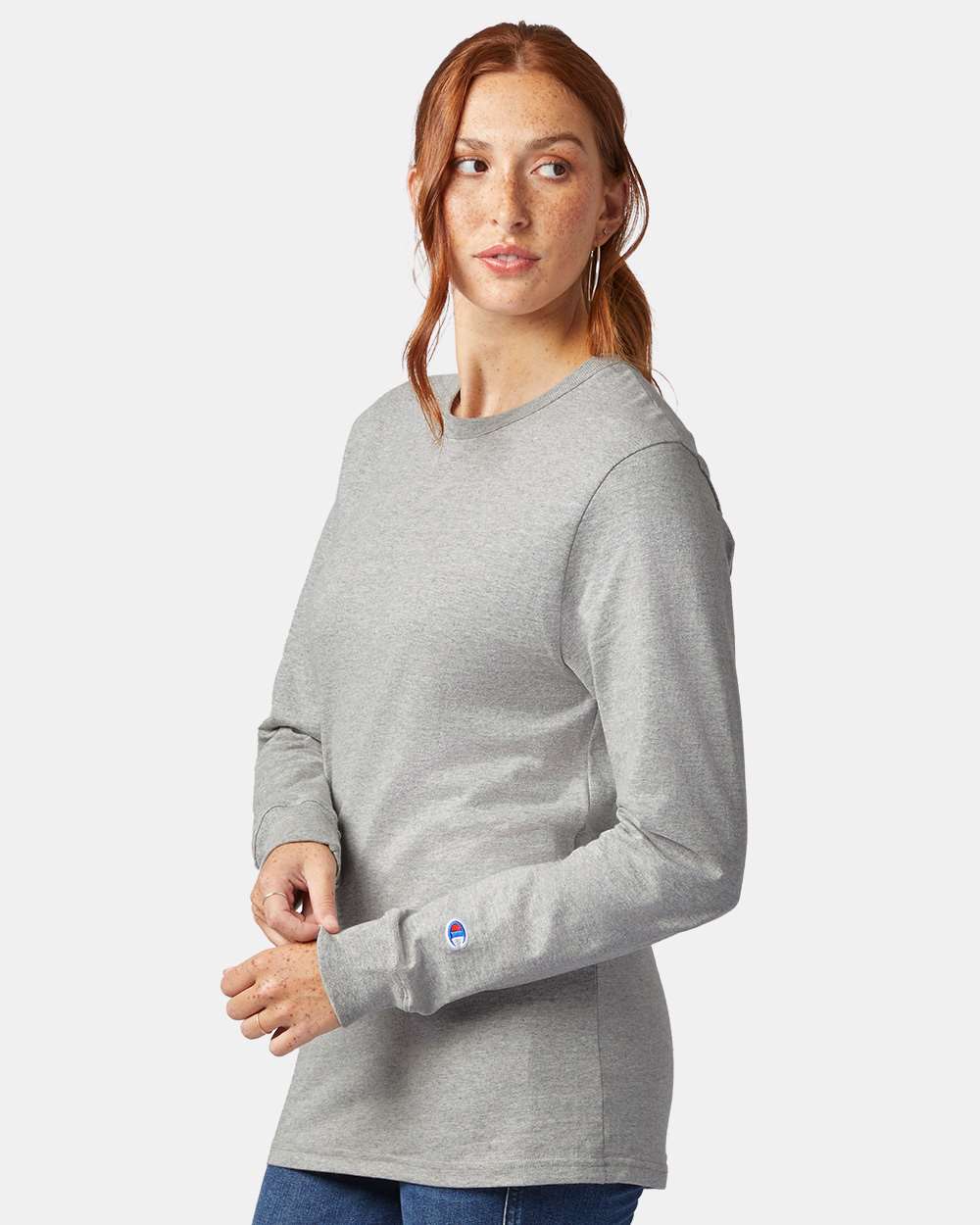 Heritage Jersey Long Sleeve T-Shirt - OnModelSide - B02784133 - Oxford Grey