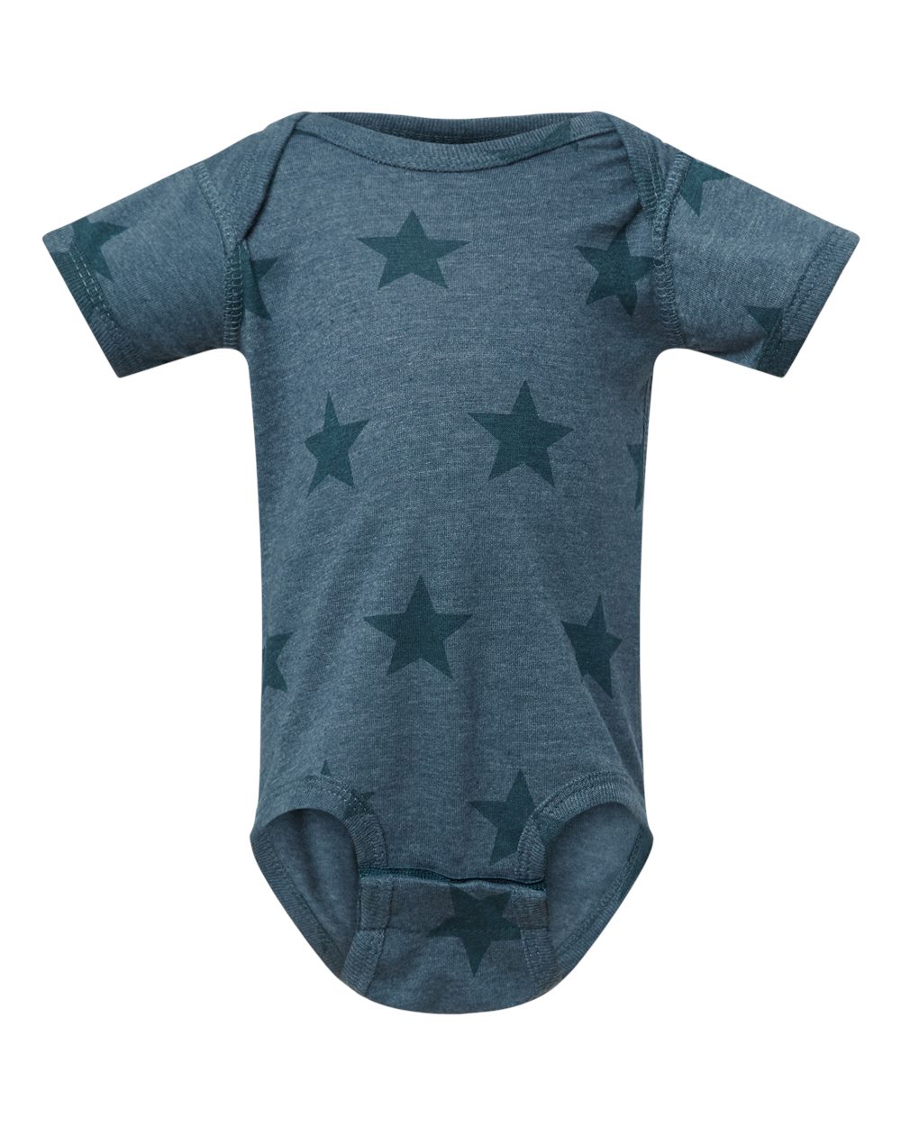Infant Star Print Bodysuit - Front - B04738651 - Denim Star