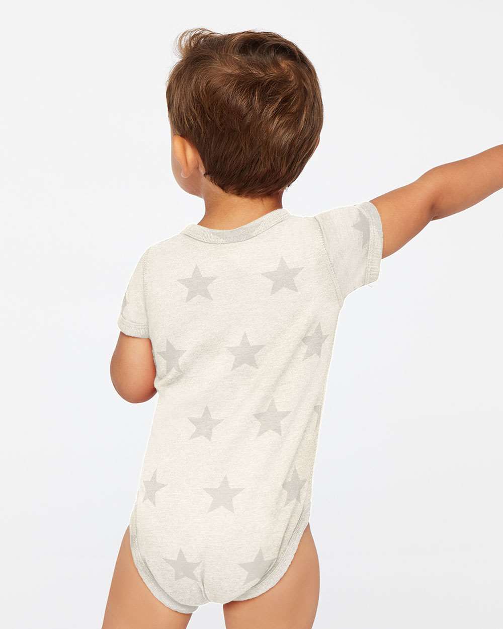 Infant Star Print Bodysuit - OnModelBack - B04738241 - Natural Heather Star