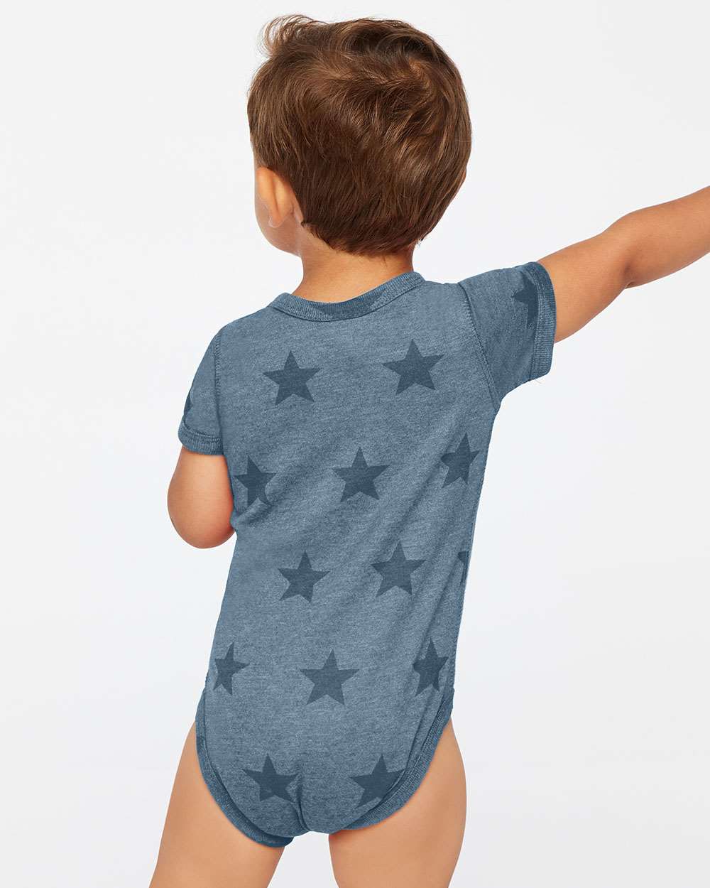 Infant Star Print Bodysuit - OnModelBack - B04738651 - Denim Star