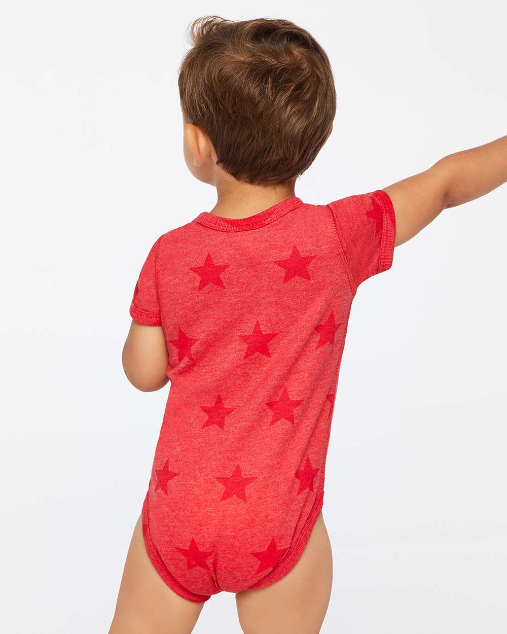 Infant Star Print Bodysuit - OnModelBack - B04738701 - Red Star