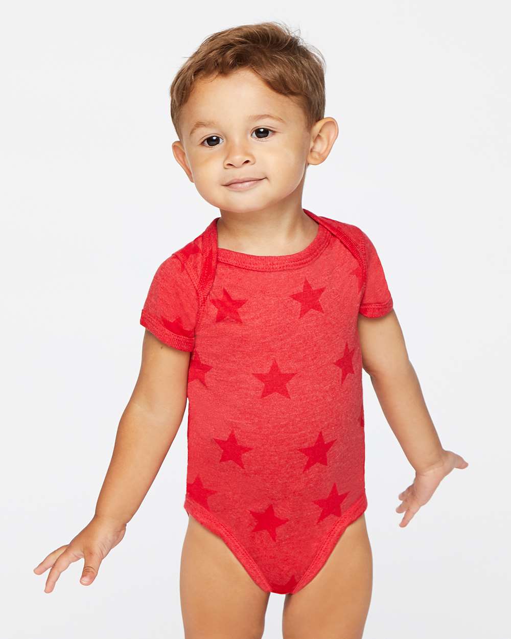 Infant Star Print Bodysuit - OnModelFront - B04738701 - Red Star