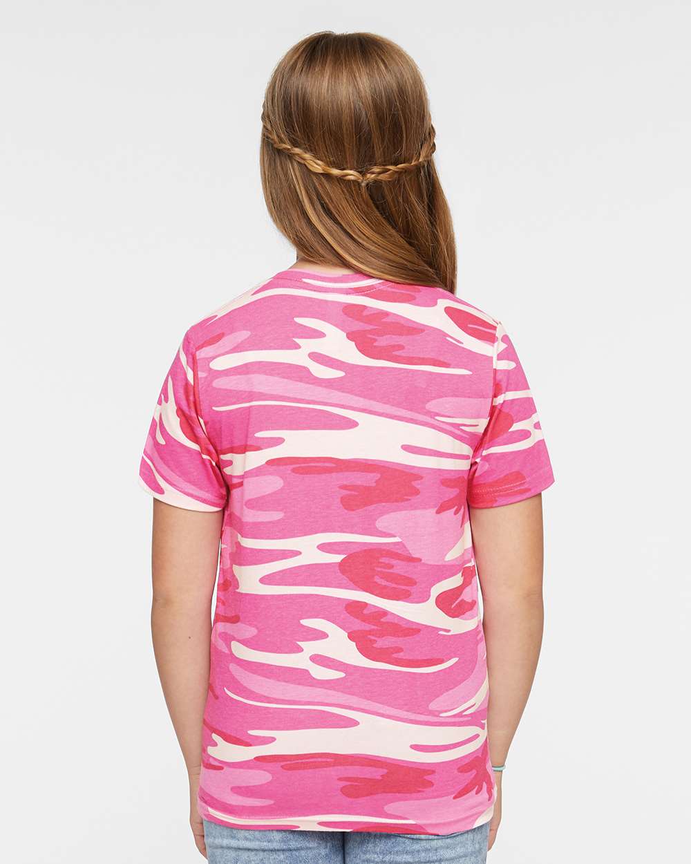Youth Camouflage T-Shirt - OnModelBack - B10338312 - Pink Woodland
