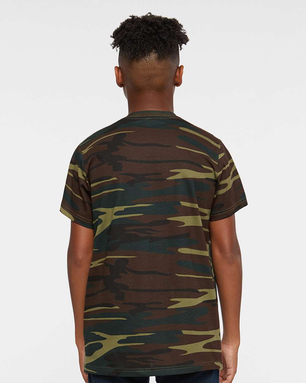 Youth Camouflage T-Shirt - OnModelBack - B10338622 - Green Woodland