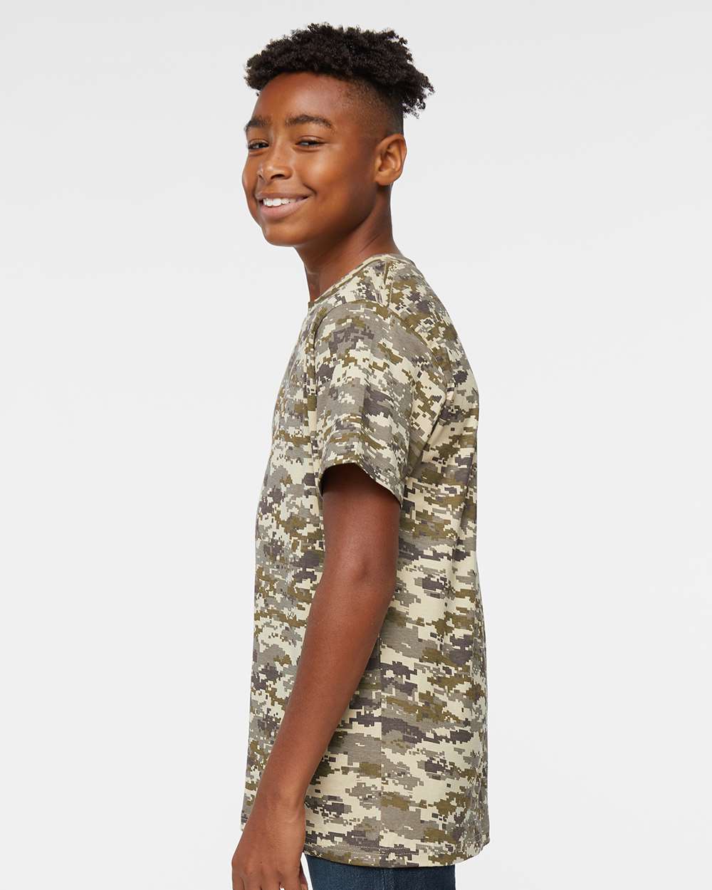 Youth Camouflage T-Shirt - OnModelSide - B10338732 - Sand Digital