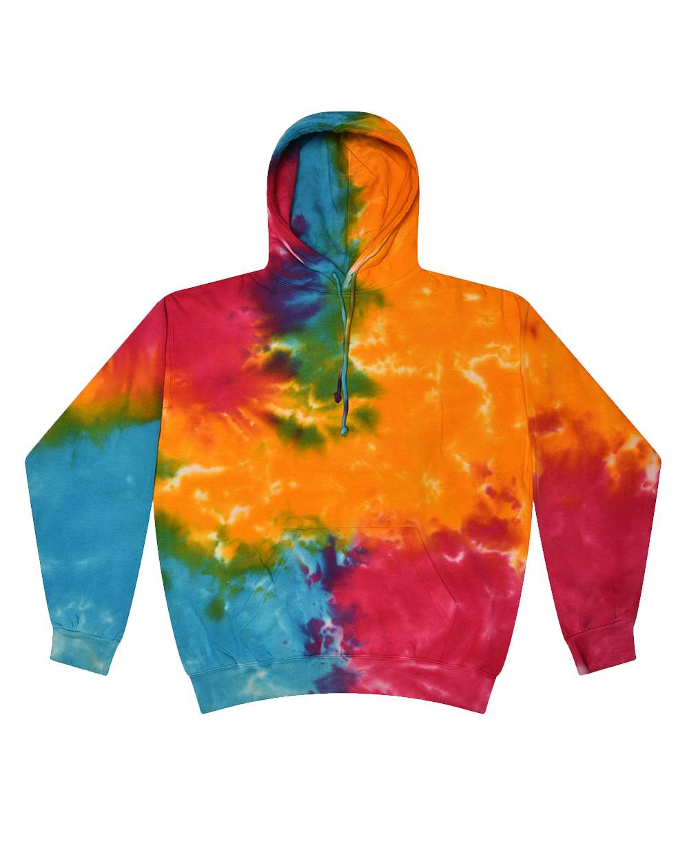 Unisex Tie-Dyed Hooded Sweatshirt - Front - B10602033 - Multi Rainbow