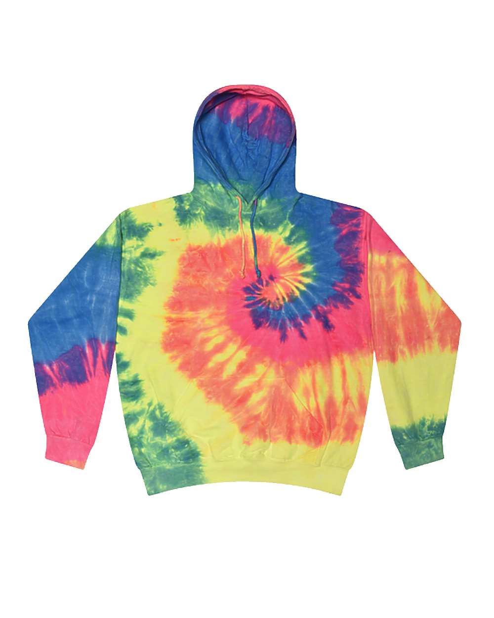 Unisex Tie-Dyed Hooded Sweatshirt - Front - B10602083 - Neon Rainbow