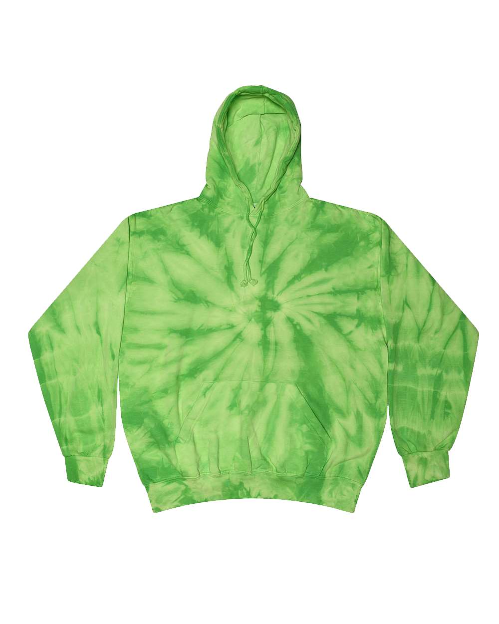 Unisex Tie-Dyed Hooded Sweatshirt - Front - B10602173 - Spider Lime