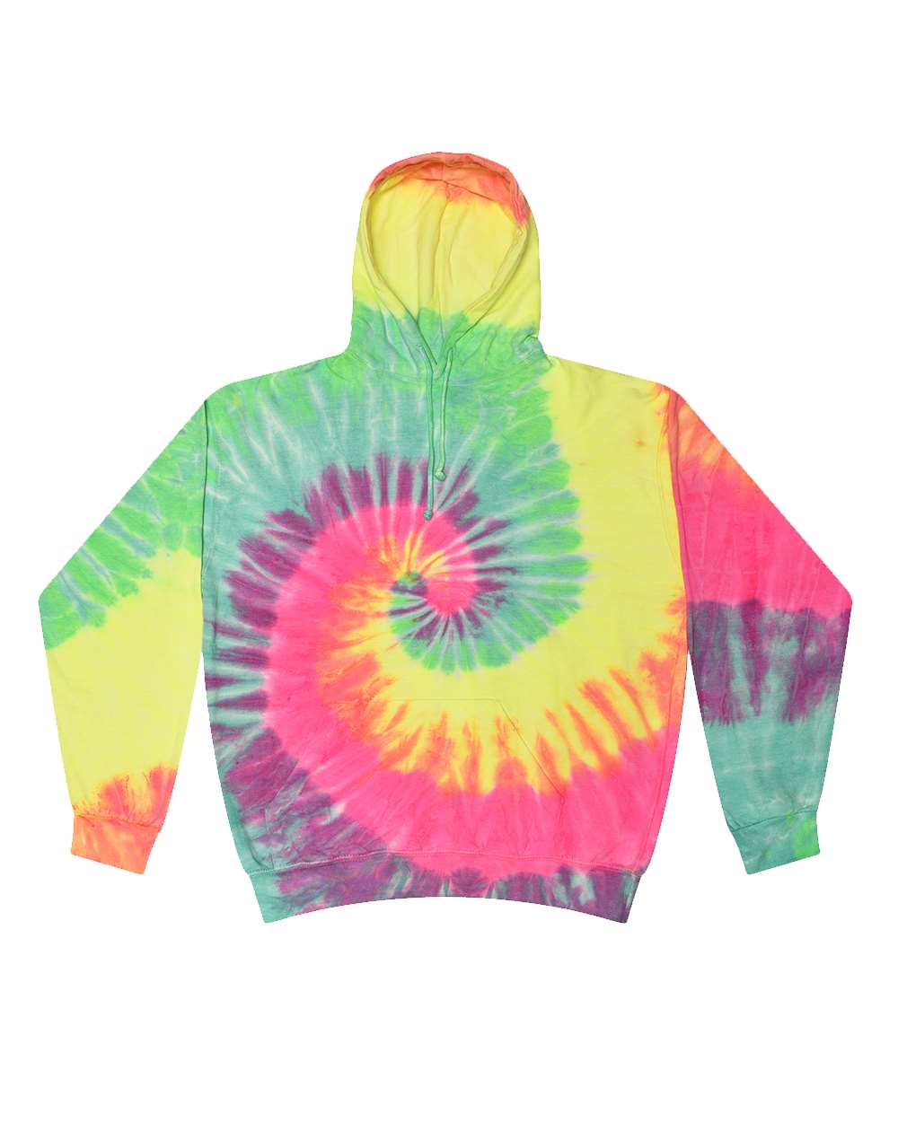 Unisex Tie-Dyed Hooded Sweatshirt - Front - B10602313 - Minty Rainbow