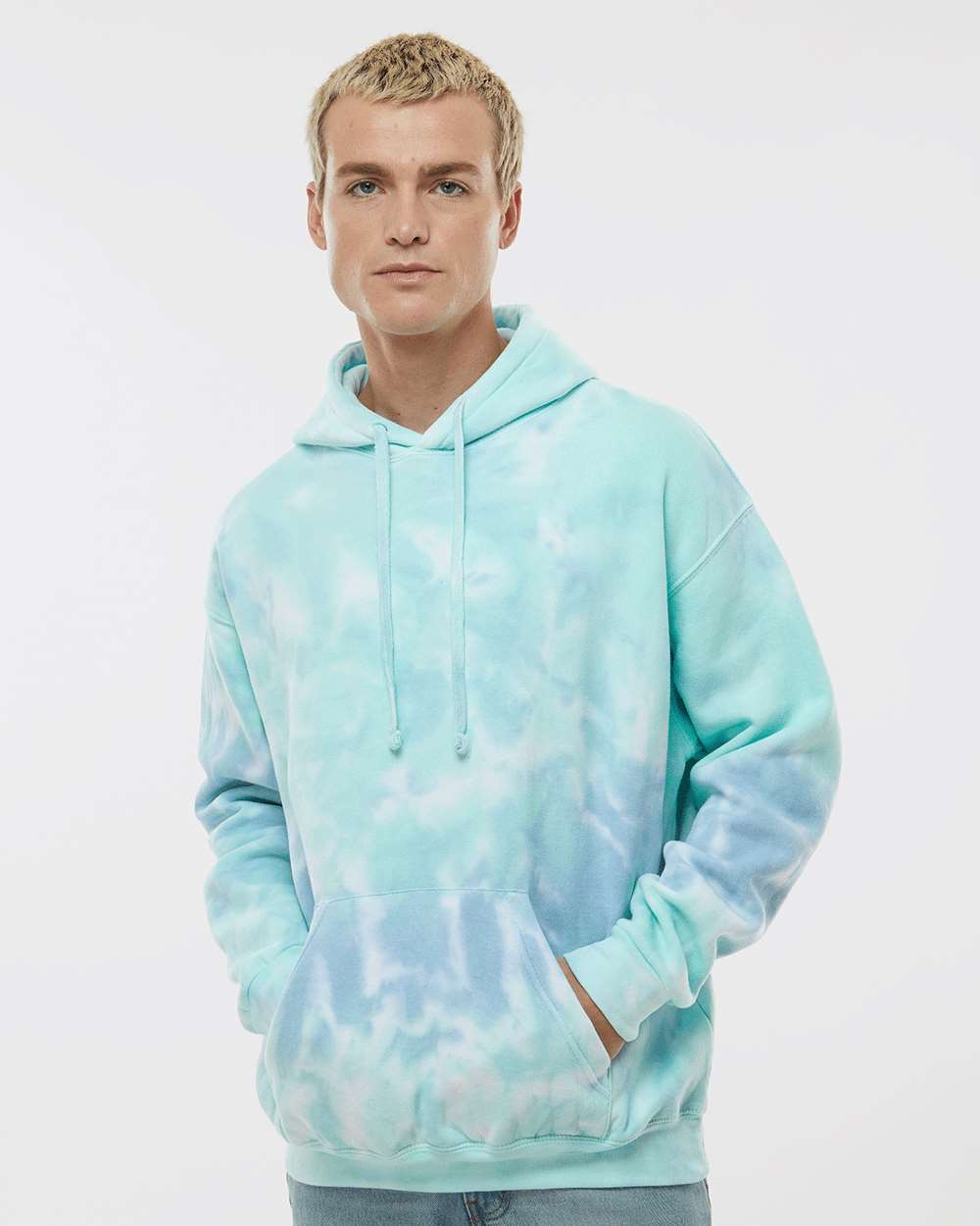 Unisex Tie-Dyed Hooded Sweatshirt - OnModelFront - B10602543 - Slushy