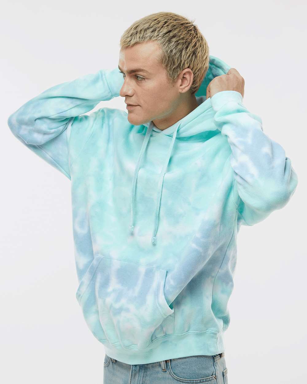 Unisex Tie-Dyed Hooded Sweatshirt - OnModelSide - B10602543 - Slushy