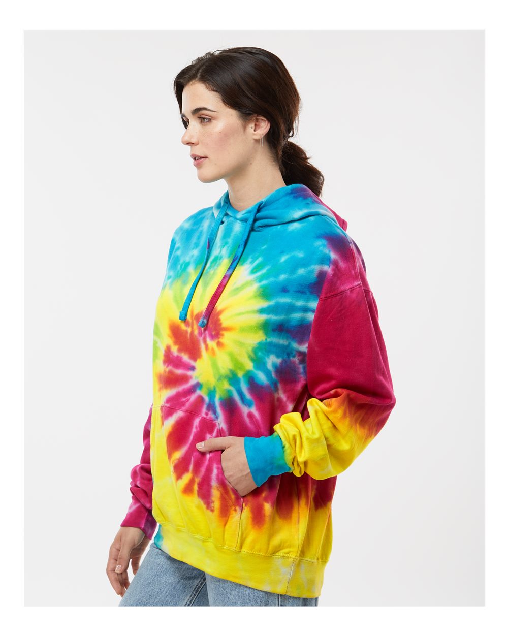 Unisex Tie-Dyed Hooded Sweatshirt - OnModelSide - B10602963 - Reactive Rainbow