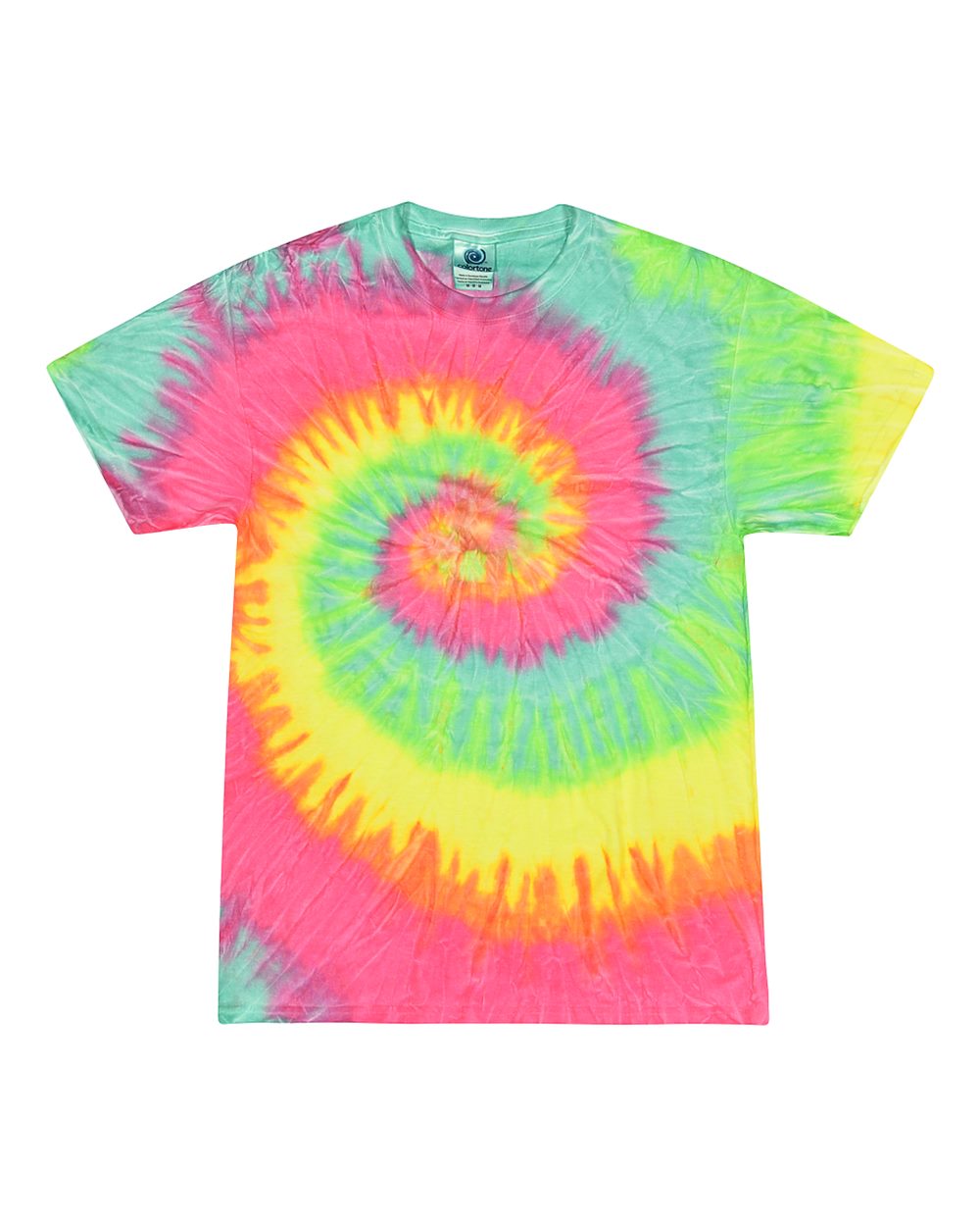 Youth Multi-Color Tie-Dyed T-Shirt - Front - B11002034 - Minty Rainbow
