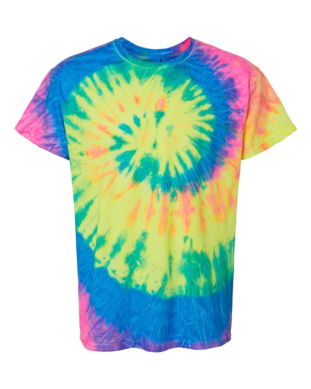 Youth Multi-Color Tie-Dyed T-Shirt - Front - B11002054 - Neon Rainbow