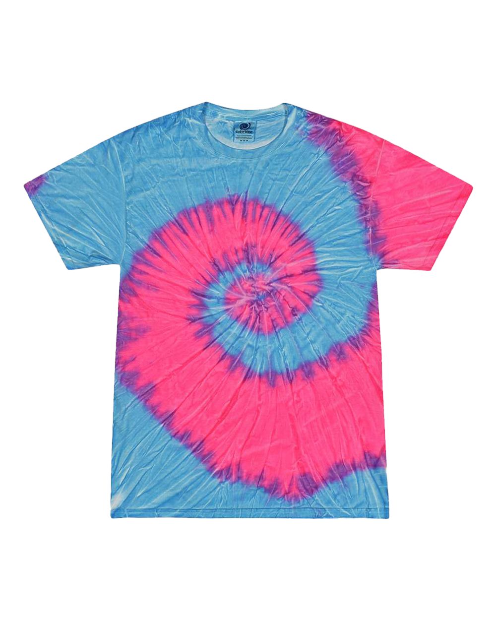 Youth Multi-Color Tie-Dyed T-Shirt - Front - B11002644 - Flo Blue/ Pink