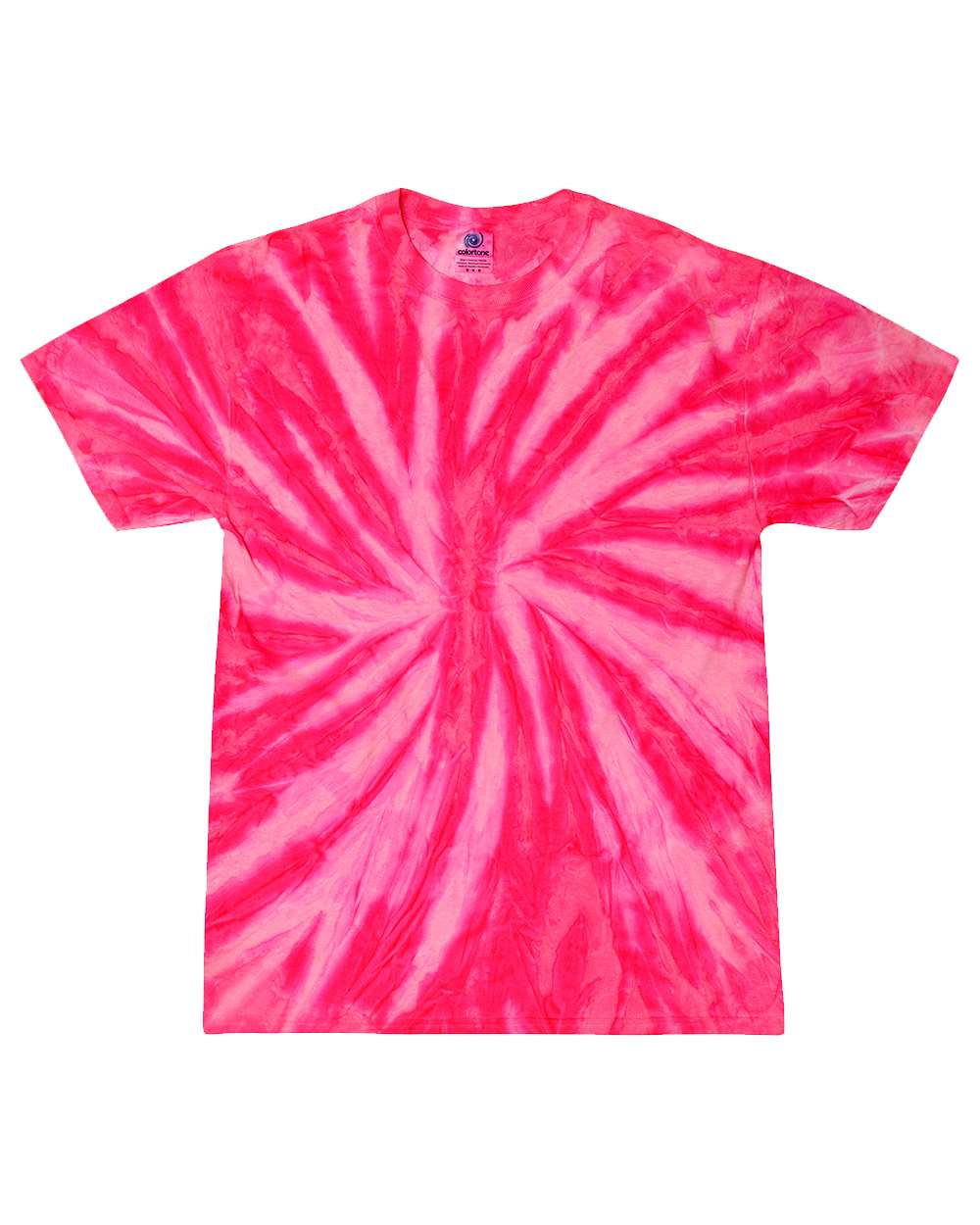 Youth Multi-Color Tie-Dyed T-Shirt - Front - B11002774 - Neon Bubblegum