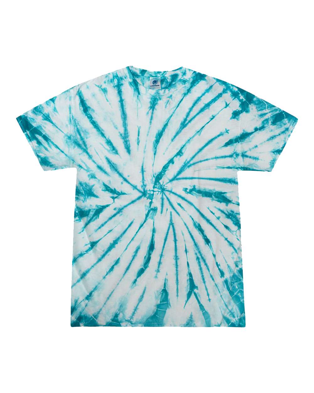 Youth Multi-Color Tie-Dyed T-Shirt - Front - B11002944 - White/ Turquoise