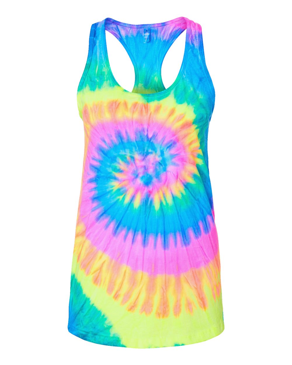 Women's Tie-Dyed Racerback Tank Top - Front - B11602702 - Neon Rainbow
