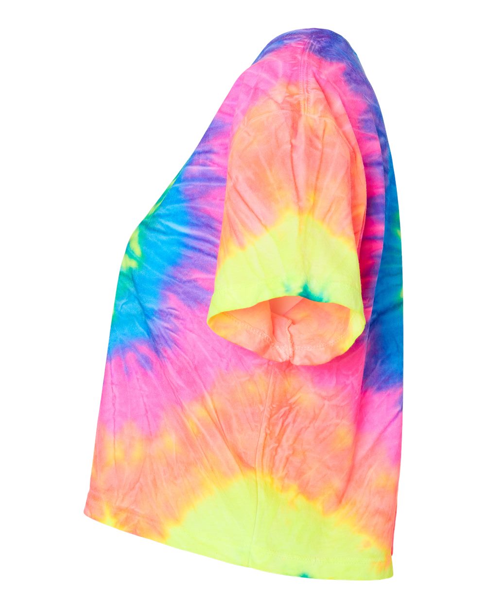 Women's Tie-Dyed Crop T-Shirt - DirectSide - B11802702 - Neon Rainbow