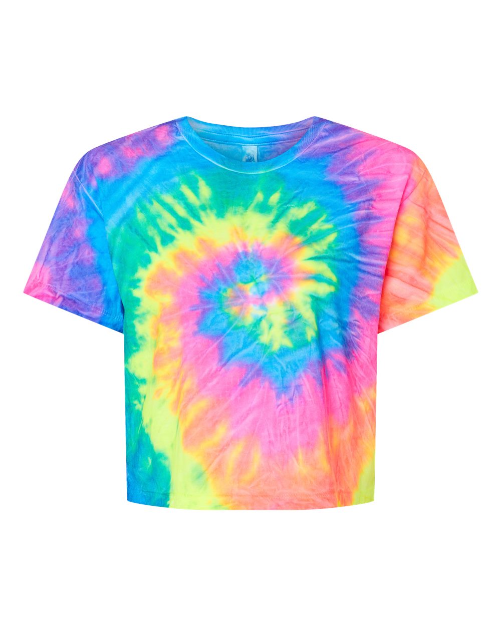 Women's Tie-Dyed Crop T-Shirt - Front - B11802702 - Neon Rainbow