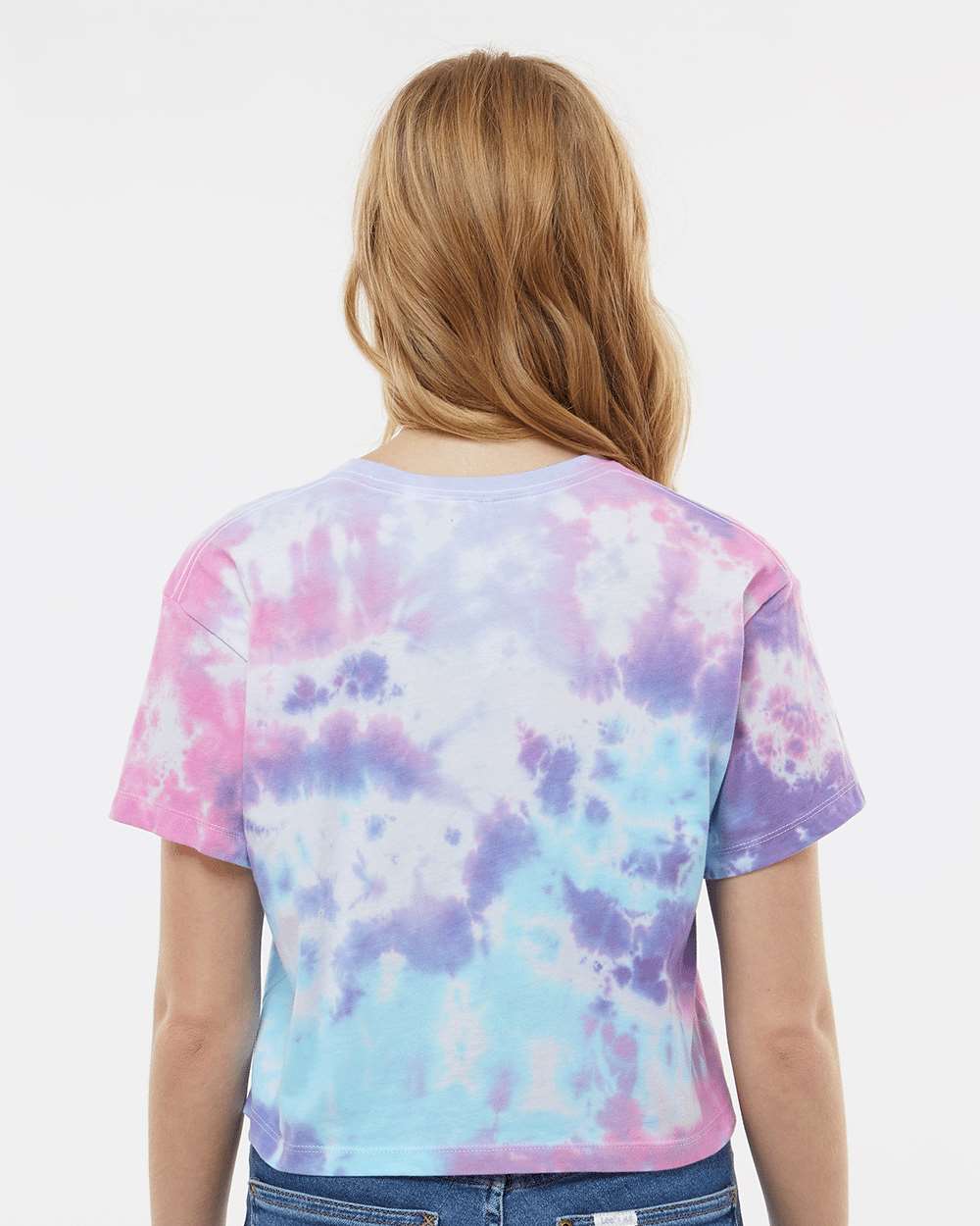 Women's Tie-Dyed Crop T-Shirt - OnModelBack - B11802302 - Cotton Candy