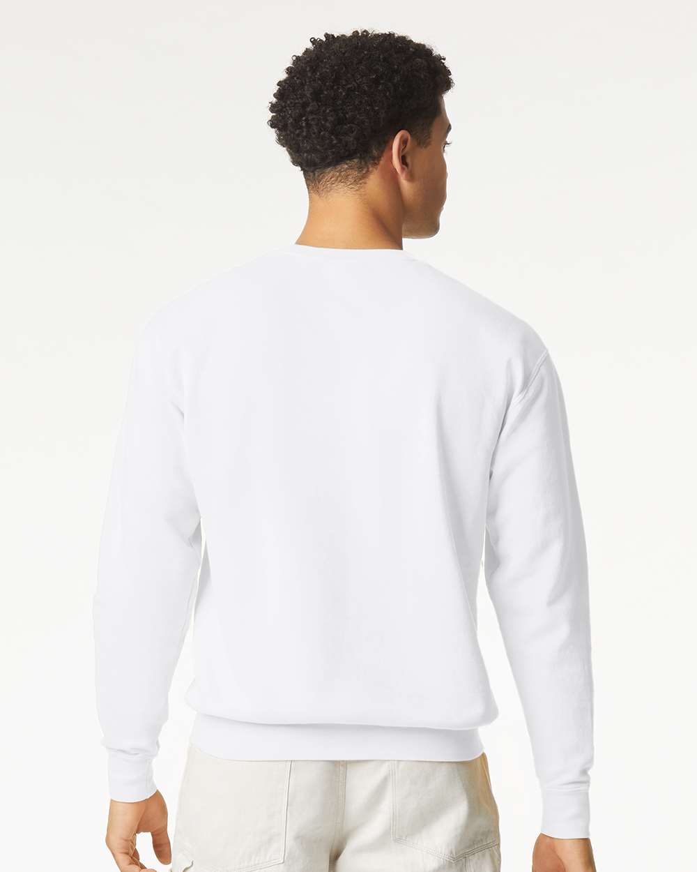Unisex Garment-Dyed Lightweight Fleece Crewneck Sweatshirt - OnModelBack - B00808003 - White