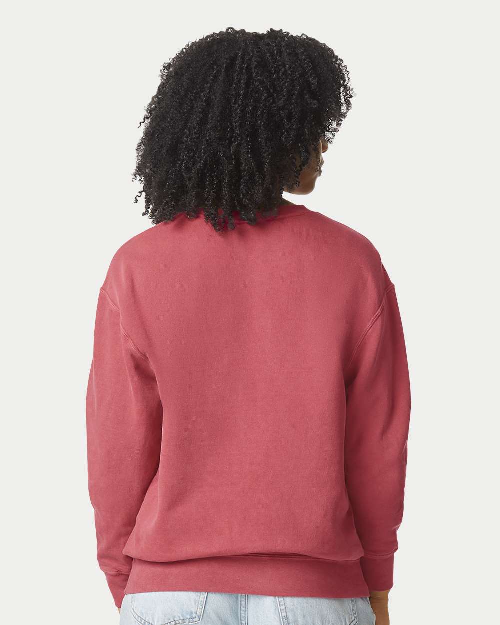 Unisex Garment-Dyed Lightweight Fleece Crewneck Sweatshirt - OnModelBack - B00808223 - Crimson