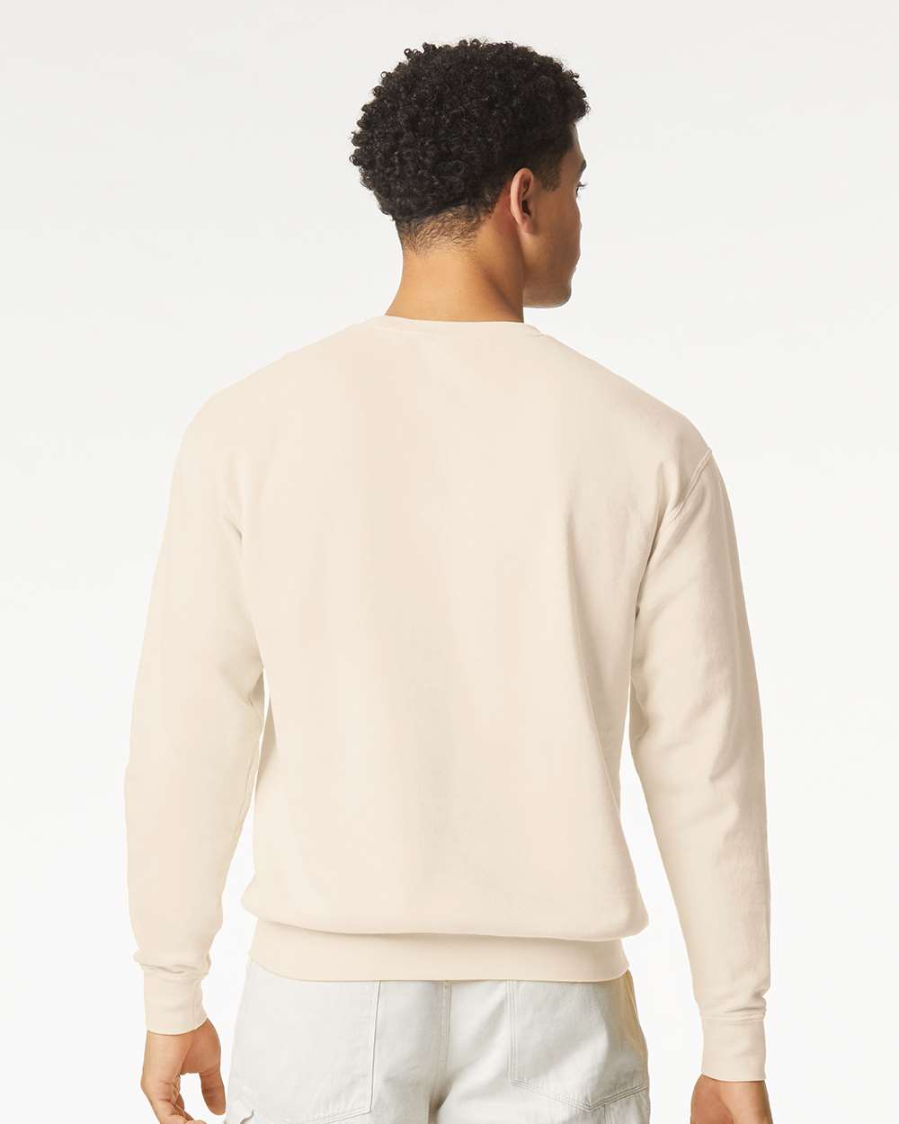 Unisex Garment-Dyed Lightweight Fleece Crewneck Sweatshirt - OnModelBack - B00808243 - Ivory